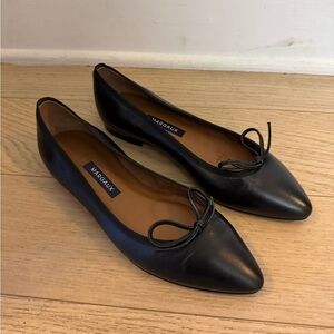 Margaux Pointe Classic Black Leather Flats